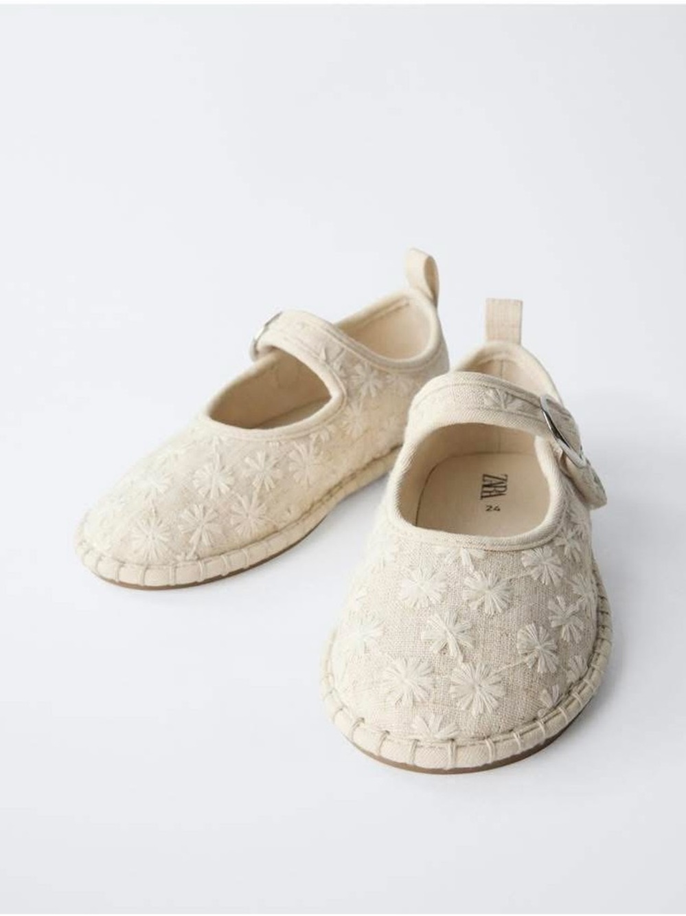 Zara Cream Floral Mary Jane Shoes for Kids